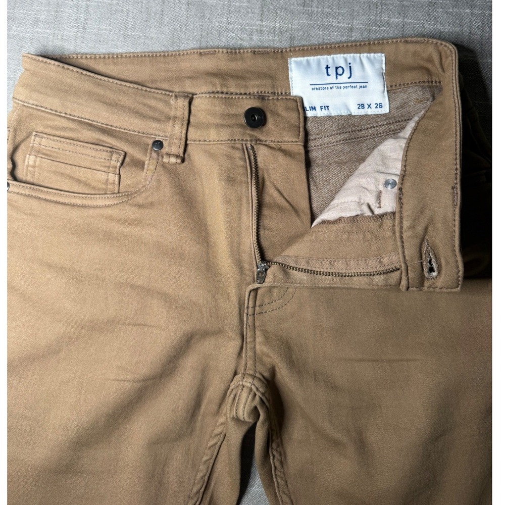 TPJ The Perfect Jean Slim Fit Khaki Tan Pants Mens 28x26 J09V10DK - Picture 7 of 10